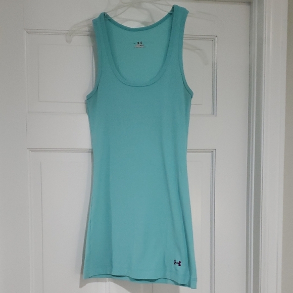 Under Armour Heat Gear Women's Sz M Ribbed Aqua Tank Top - Picture 1 of 4